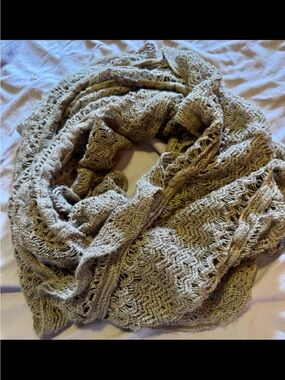 Accessorize Women's knit infinity scarf, metallic thread, neutral color
